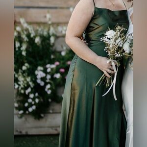 Elegant Green Satin Dress